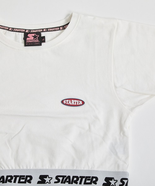 STARTER（スターター）の「STARTER / スターター 裾ニットテープ チビTee / ショート丈 Tシャツ ちびTシャツ（Tシャツ/カットソー・レディース・ホワイト/ブラック・L/M）」の7枚目の写真
