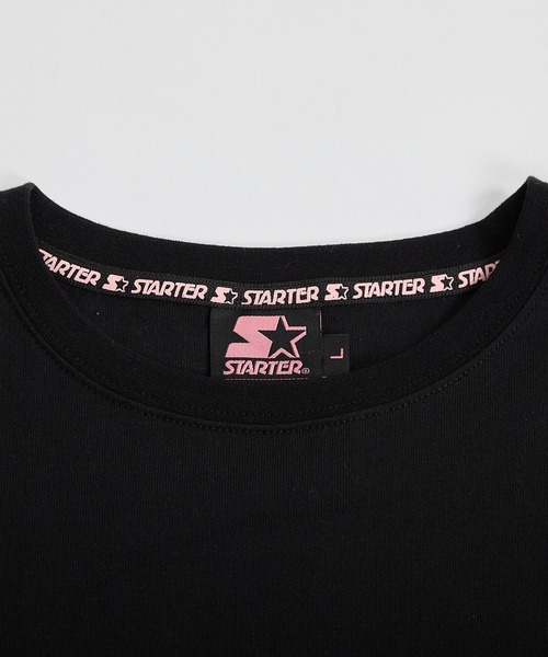 STARTER（スターター）の「STARTER / スターター 裾ニットテープ チビTee / ショート丈 Tシャツ ちびTシャツ（Tシャツ/カットソー・レディース・ホワイト/ブラック・L/M）」の11枚目の写真