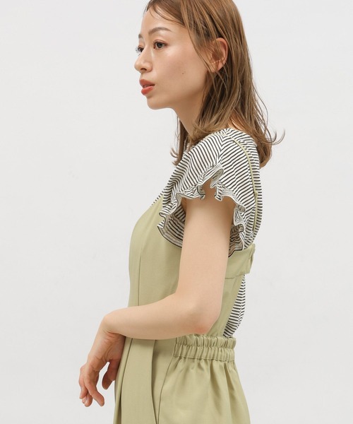 LAKOLE（ラコレ）の「スラブボーダーフリルTEE / 115429（Tシャツ/カットソー・レディース・ブルー/ブラウン/ホワイト×ブラック・SMALL/MEDIUM）」の7枚目の写真