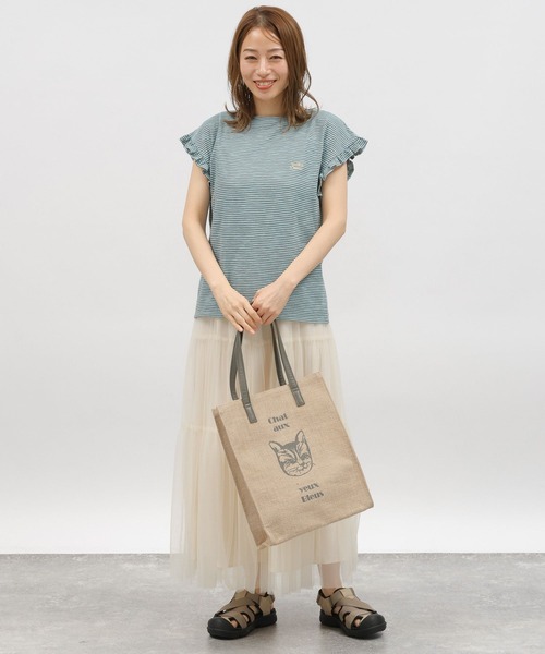 LAKOLE（ラコレ）の「スラブボーダーフリルTEE / 115429（Tシャツ/カットソー・レディース・ブルー/ブラウン/ホワイト×ブラック・SMALL/MEDIUM）」の12枚目の写真