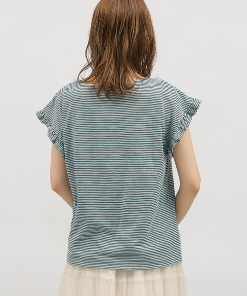 LAKOLE（ラコレ）の「スラブボーダーフリルTEE / 115429（Tシャツ/カットソー・レディース・ブルー/ブラウン/ホワイト×ブラック・SMALL/MEDIUM）」の16枚目の写真