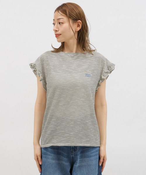 LAKOLE（ラコレ）の「スラブボーダーフリルTEE / 115429（Tシャツ/カットソー・レディース・ブルー/ブラウン/ホワイト×ブラック・SMALL/MEDIUM）」の17枚目の写真
