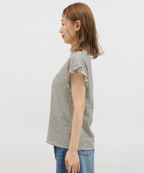LAKOLE（ラコレ）の「スラブボーダーフリルTEE / 115429（Tシャツ/カットソー・レディース・ブルー/ブラウン/ホワイト×ブラック・SMALL/MEDIUM）」の18枚目の写真