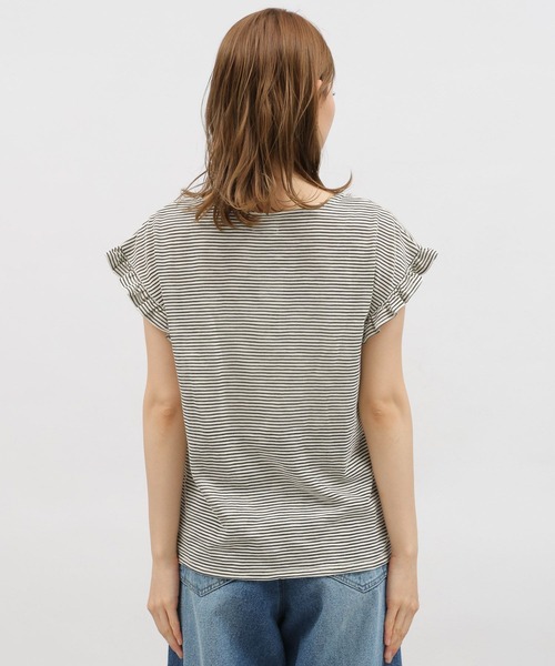 LAKOLE（ラコレ）の「スラブボーダーフリルTEE / 115429（Tシャツ/カットソー・レディース・ブルー/ブラウン/ホワイト×ブラック・SMALL/MEDIUM）」の19枚目の写真