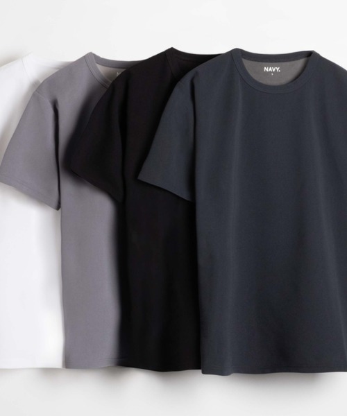 NAVY（ネイビー）の「NAVY 倍速DRY ジョーゼットショートスリーブTEE（Tシャツ/カットソー・メンズ・ブラック/ホワイト/チャコールグレー/ブルーグレー・S/M/XXL/XL/L）」の3枚目の写真
