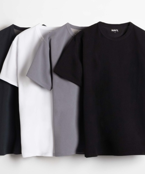 NAVY（ネイビー）の「NAVY 倍速DRY ジョーゼットショートスリーブTEE（Tシャツ/カットソー・メンズ・ブラック/ホワイト/チャコールグレー/ブルーグレー・S/M/XXL/XL/L）」の2枚目の写真