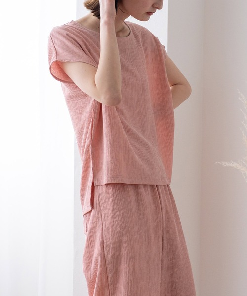 VitaFelice（ヴィータフェリーチェ）の「カットクレープルームウェア 上下セット（ルームウェア/パジャマ・レディース・アイボリー/ミント/ピンク/ブラック・FREE）」の14枚目の写真