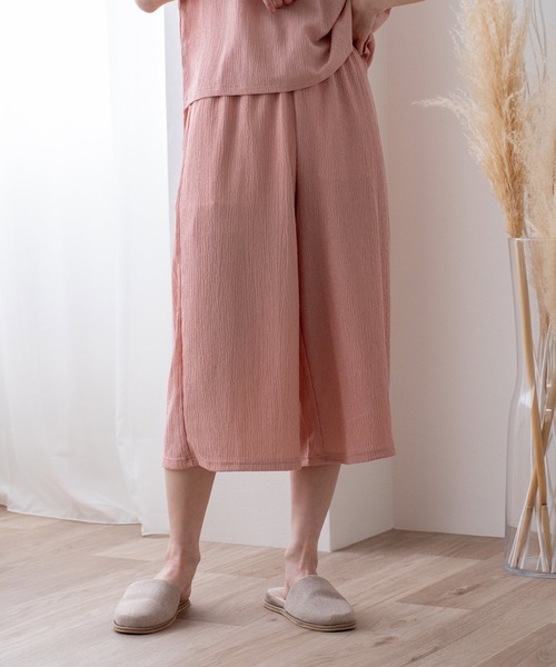 VitaFelice（ヴィータフェリーチェ）の「カットクレープルームウェア 上下セット（ルームウェア/パジャマ・レディース・アイボリー/ミント/ピンク/ブラック・FREE）」の15枚目の写真