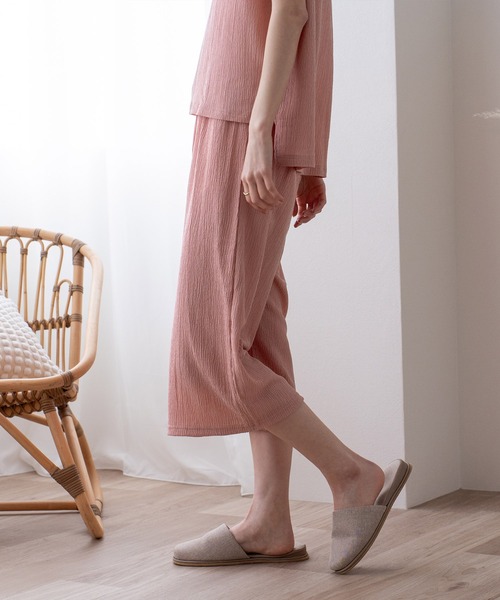 VitaFelice（ヴィータフェリーチェ）の「カットクレープルームウェア 上下セット（ルームウェア/パジャマ・レディース・アイボリー/ミント/ピンク/ブラック・FREE）」の16枚目の写真