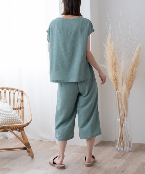 VitaFelice（ヴィータフェリーチェ）の「カットクレープルームウェア 上下セット（ルームウェア/パジャマ・レディース・アイボリー/ミント/ピンク/ブラック・FREE）」の22枚目の写真