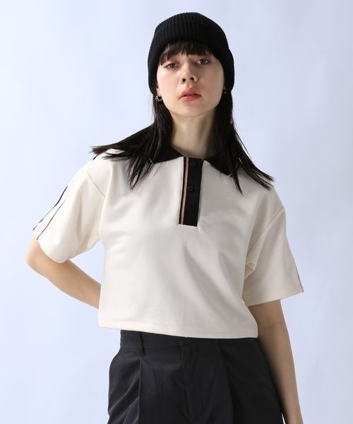 JEANASIS（ジーナシス）の「バイカラーラインショートポロ/115357