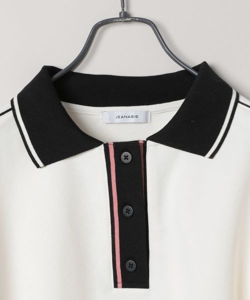 JEANASIS（ジーナシス）の「バイカラーラインショートポロ/115357（ポロシャツ・レディース・ホワイト系その他/ブラック系その他・FREE）」の9枚目の写真