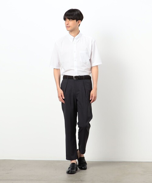 COMME CA ISM(コムサイズム)の「【イージーケア】ポリエステルトリコット ボタンダウン 半袖シャツ(シャツ/ブラウス・メンズ・ホワイト・X-LARGE/LARGE/MEDIUM/SMALL)」の2枚目の写真