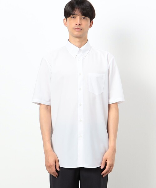 COMME CA ISM(コムサイズム)の「【イージーケア】ポリエステルトリコット ボタンダウン 半袖シャツ(シャツ/ブラウス・メンズ・ホワイト・X-LARGE/LARGE/MEDIUM/SMALL)」の4枚目の写真