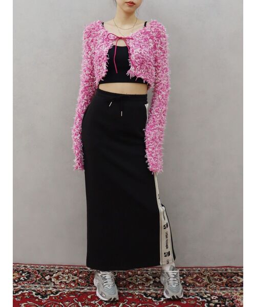 EVRIS(エヴリス)の「チュールミックスショートニットカーディガン(ニット/セーター・レディース・ブルー/ピンク/ブラック/ホワイト・FREE)」の16枚目の写真