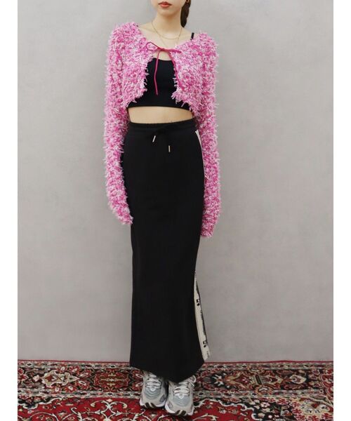 EVRIS(エヴリス)の「チュールミックスショートニットカーディガン(ニット/セーター・レディース・ブルー/ピンク/ブラック/ホワイト・FREE)」の18枚目の写真