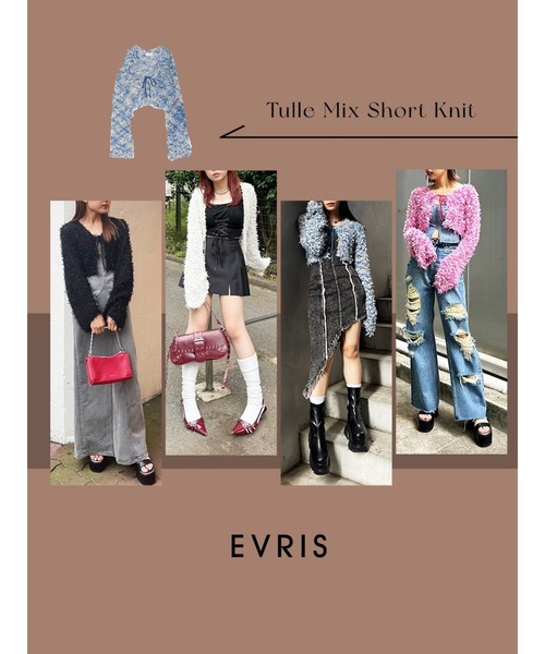 EVRIS（エヴリス）の「チュールミックスショートニット