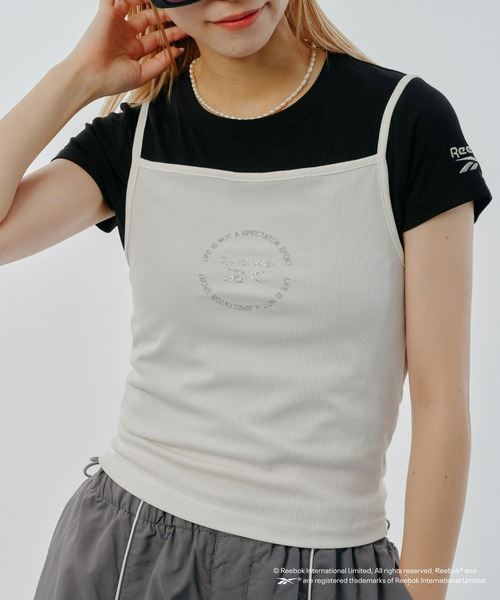 Reebok（リーボック）の「【WEB限定】【Reebok別注】サークルロゴリブキャミソール（キャミソール・レディース・ブラック/ホワイト/スカイブルー・MEDIUM）」の2枚目の写真