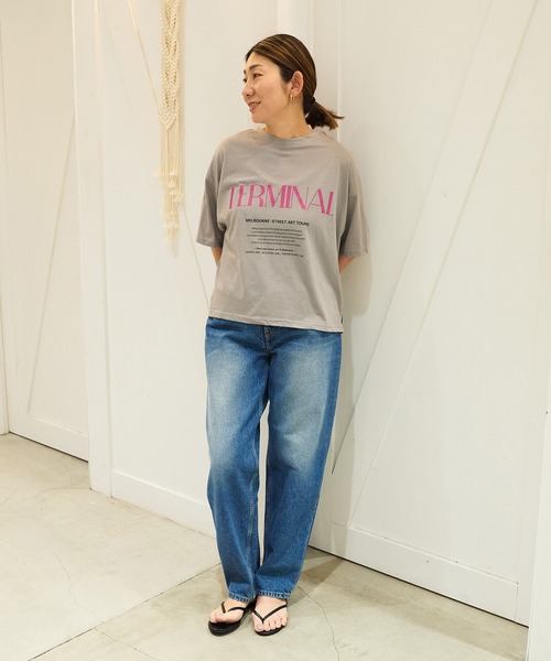 CHIGNON（シニヨン）の「CHIGNON TERMINAL ロゴTee 8642-366KO（Tシャツ/カットソー・レディース・チャコールグレー/キナリ/グレー・F）」の15枚目の写真