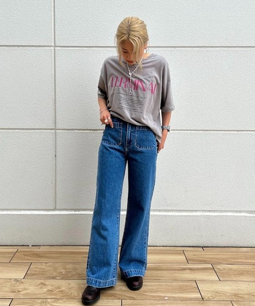 CHIGNON（シニヨン）の「CHIGNON TERMINAL ロゴTee 8642-366KO（Tシャツ/カットソー・レディース・チャコールグレー/キナリ/グレー・F）」の7枚目の写真