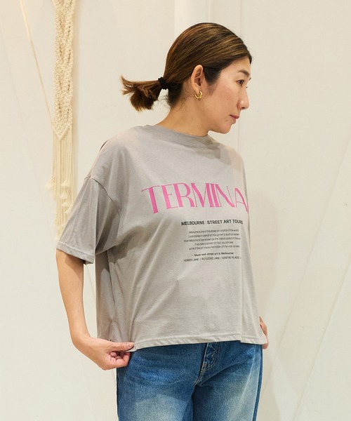 CHIGNON（シニヨン）の「CHIGNON TERMINAL ロゴTee 8642-366KO（Tシャツ/カットソー・レディース・チャコールグレー/キナリ/グレー・F）」の14枚目の写真