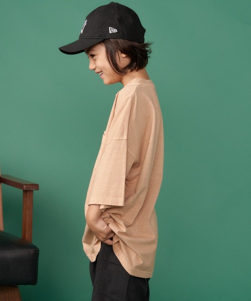 Auntie Rosa Holiday（アンティローザホリデー）の「ピグメントオーバーサイズポケットTEE（Tシャツ/カットソー・キッズ・グリーン/ネイビー/チャコールグレー/ベージュ/ブラック/パープル・130/140/150/160）」の7枚目の写真