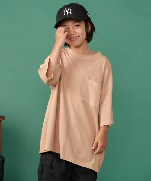 Auntie Rosa Holiday（アンティローザホリデー）の「ピグメントオーバーサイズポケットTEE（Tシャツ/カットソー・キッズ・グリーン/ネイビー/チャコールグレー/ベージュ/ブラック/パープル・130/140/150/160）」の12枚目の写真