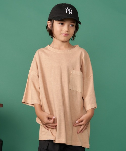 Auntie Rosa Holiday（アンティローザホリデー）の「ピグメントオーバーサイズポケットTEE（Tシャツ/カットソー・キッズ・グリーン/ネイビー/チャコールグレー/ベージュ/ブラック/パープル・130/140/150/160）」の13枚目の写真