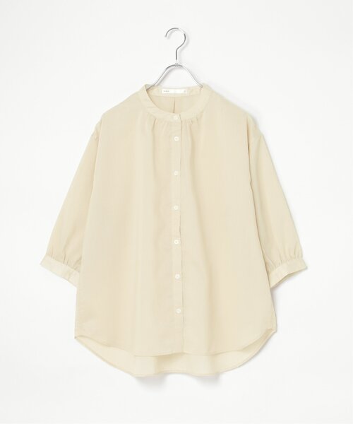 ikka(イッカ)の「シアストライプバンドカラーシャツ(シャツ/ブラウス・レディース・チャコール/ブルー系/ベージュ・M/L/S)」の7枚目の写真