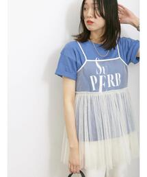 Samansa Mos2 blue | チュールキャミビスチェ(シャツ/ブラウス)