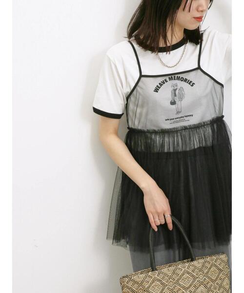 Samansa Mos2 blue（サマンサモスモスブルー）の「チュールキャミビスチェ（シャツ/ブラウス・レディース・ブラック/グレー/キナリ・F）」の2枚目の写真