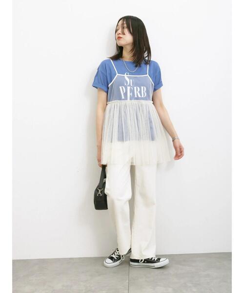 Samansa Mos2 blue（サマンサモスモスブルー）の「チュールキャミビスチェ（シャツ/ブラウス・レディース・ブラック/グレー/キナリ・F）」の21枚目の写真