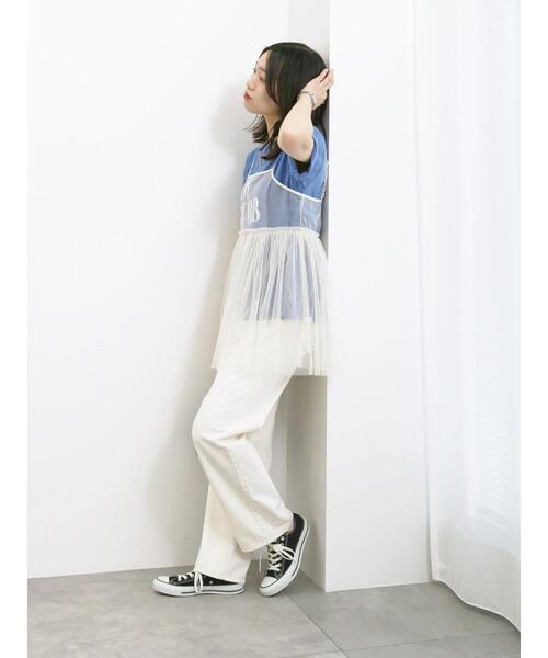 Samansa Mos2 blue（サマンサモスモスブルー）の「チュールキャミビスチェ（シャツ/ブラウス・レディース・ブラック/グレー/キナリ・F）」の19枚目の写真