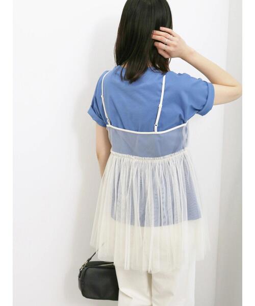 Samansa Mos2 blue（サマンサモスモスブルー）の「チュールキャミビスチェ（シャツ/ブラウス・レディース・ブラック/グレー/キナリ・F）」の17枚目の写真