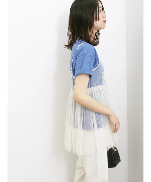 Samansa Mos2 blue（サマンサモスモスブルー）の「チュールキャミビスチェ（シャツ/ブラウス・レディース・ブラック/グレー/キナリ・F）」の16枚目の写真