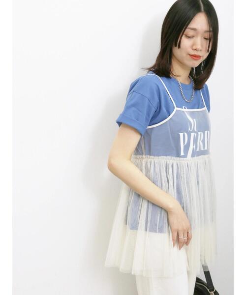 Samansa Mos2 blue（サマンサモスモスブルー）の「チュールキャミビスチェ（シャツ/ブラウス・レディース・ブラック/グレー/キナリ・F）」の15枚目の写真