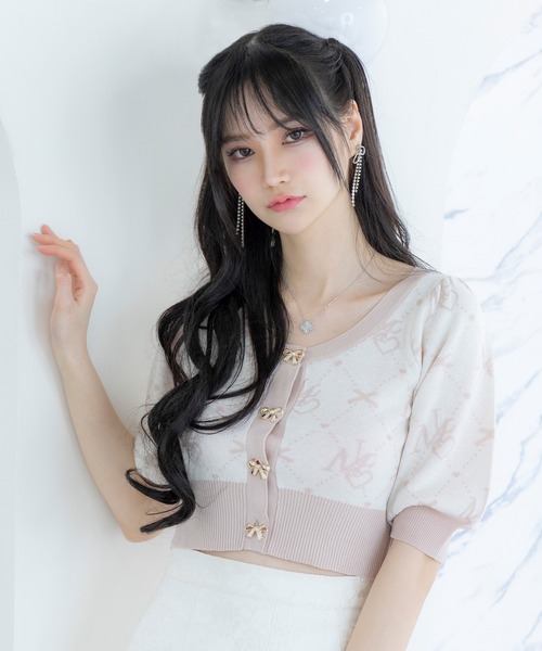DearMyLoveMillor（ディアマイラブミラー）の「MLモノグラムサマーニット（ニット/セーター・レディース・ベビーピンク/ミント/ブラック/アイボリー・MEDIUM/3L/LL/LARGE）」の4枚目の写真