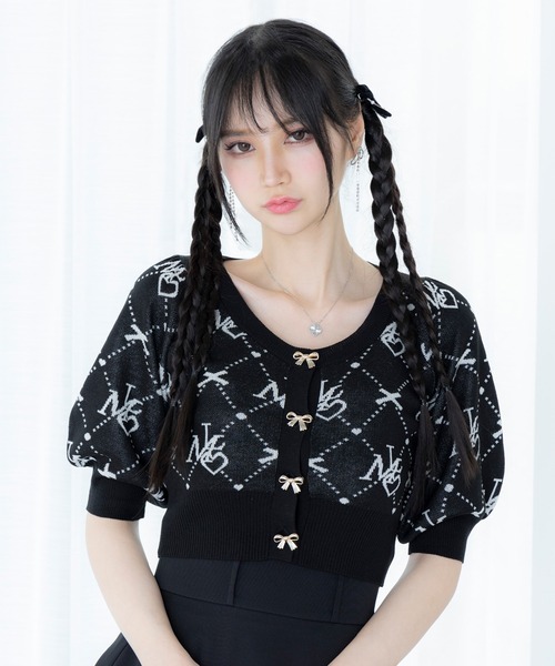 DearMyLoveMillor（ディアマイラブミラー）の「MLモノグラムサマーニット（ニット/セーター・レディース・ベビーピンク/ミント/ブラック/アイボリー・MEDIUM/3L/LL/LARGE）」の2枚目の写真