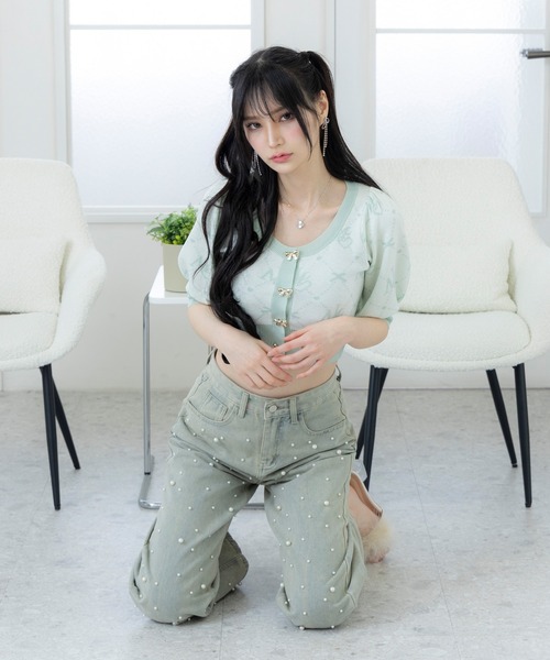 DearMyLoveMillor（ディアマイラブミラー）の「MLモノグラムサマーニット（ニット/セーター・レディース・ベビーピンク/ミント/ブラック/アイボリー・MEDIUM/3L/LL/LARGE）」の10枚目の写真