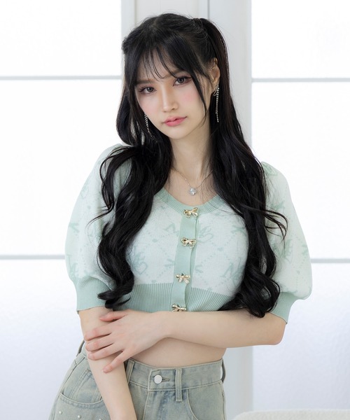 DearMyLoveMillor（ディアマイラブミラー）の「MLモノグラムサマーニット（ニット/セーター・レディース・ベビーピンク/ミント/ブラック/アイボリー・MEDIUM/3L/LL/LARGE）」の11枚目の写真