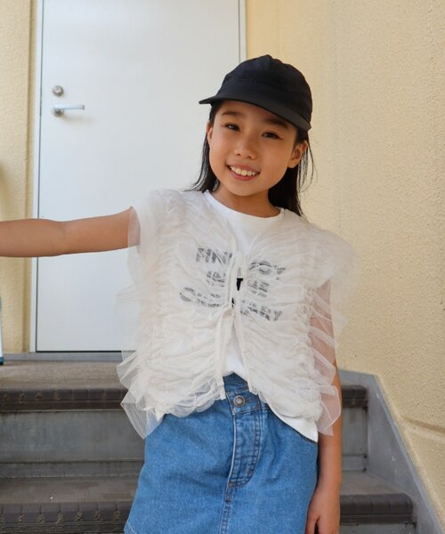 CIAOPANIC TYPY（チャオパニックティピー）の「■【KIDS】2WAY縦シャーリングベスト（タンクトップ・キッズ・ブラック/ホワイト・XX-LARGE/X-LARGE/MEDIUM）」の8枚目の写真