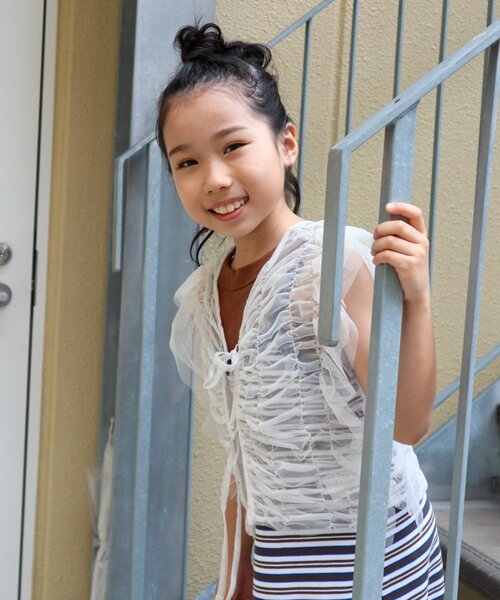 CIAOPANIC TYPY（チャオパニックティピー）の「■【KIDS】2WAY縦シャーリングベスト（タンクトップ・キッズ・ブラック/ホワイト・XX-LARGE/X-LARGE/MEDIUM）」の11枚目の写真