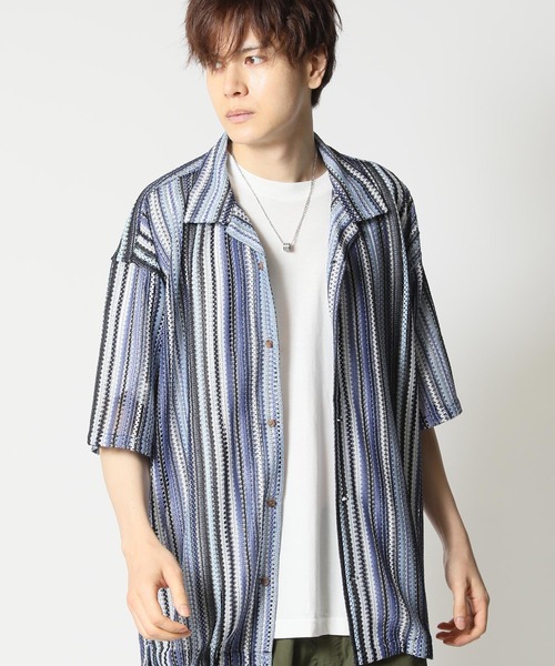 ARCADE（アーケード）の「アンサンブル ラッセル編み 半袖開襟 シアー