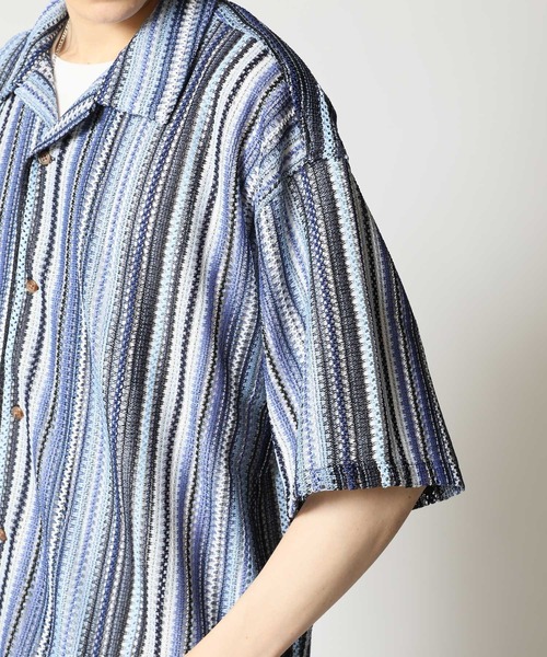 ARCADE（アーケード）の「アンサンブル ラッセル編み 半袖開襟 シアー