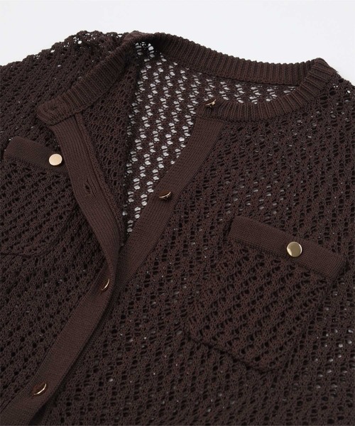 JULIUS透かし編みカーディガン ダークブラウン 2003 アーカイブ JULIUS透かし編みカーディガン ダークブラウン 2003 アーカイブ
