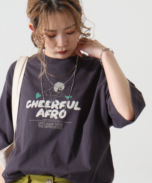 KRIFF MAYER（クリフメイヤー）の「Afro-kun short sleeve T-shirt / アフロくん半袖Ｔシャツ unisex（Tシャツ/カットソー・メンズ・ホワイト系/オフホワイト/グレー/グレー系/チャコールグレー/チャコール・M/L/XL）」の3枚目の写真