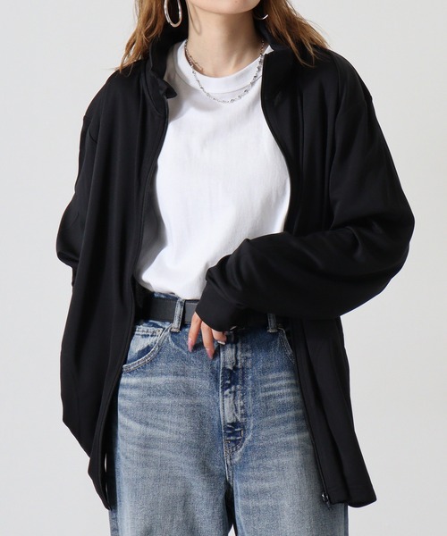 atONE(アットワン)の「atONE トラックトップジャケット(ポリジン加工)(その他アウター・レディース・ブラック/ライトピンク/チャコールグレー・M/LL/L)」の2枚目の写真