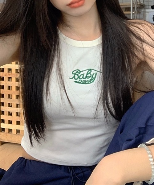 LADY LIKE(レディライク)の「フロント刺繍カップ付きタンクトップ(タンクトップ・レディース・ブラック/サックスブルー/ホワイト/イエロー・M)」の7枚目の写真