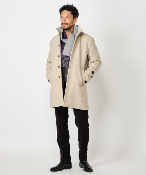 MEN'S BIGI(メンズビギ)の「Bellandiウールメルトンスタンドカラーコート(ステンカラーコート・メンズ・ベージュ/ブルー系その他/ブラック/ブラウン・03/02/01/04)」の9枚目の写真