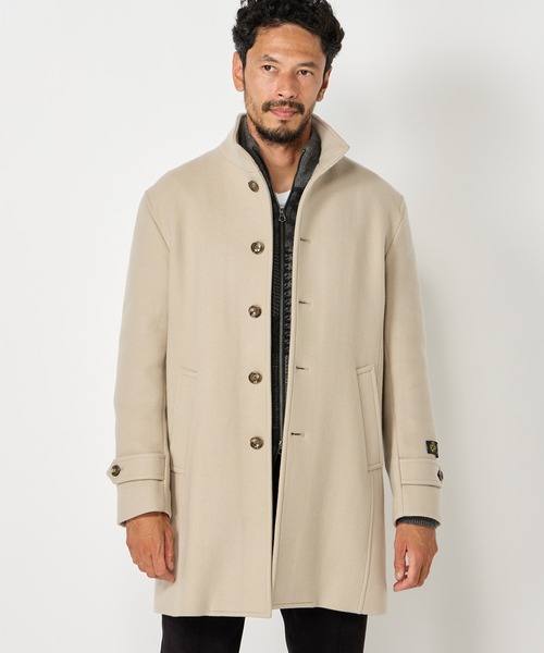 MEN'S BIGI(メンズビギ)の「Bellandiウールメルトンスタンドカラーコート(ステンカラーコート・メンズ・ベージュ/ブルー系その他/ブラック/ブラウン・03/02/01/04)」の5枚目の写真